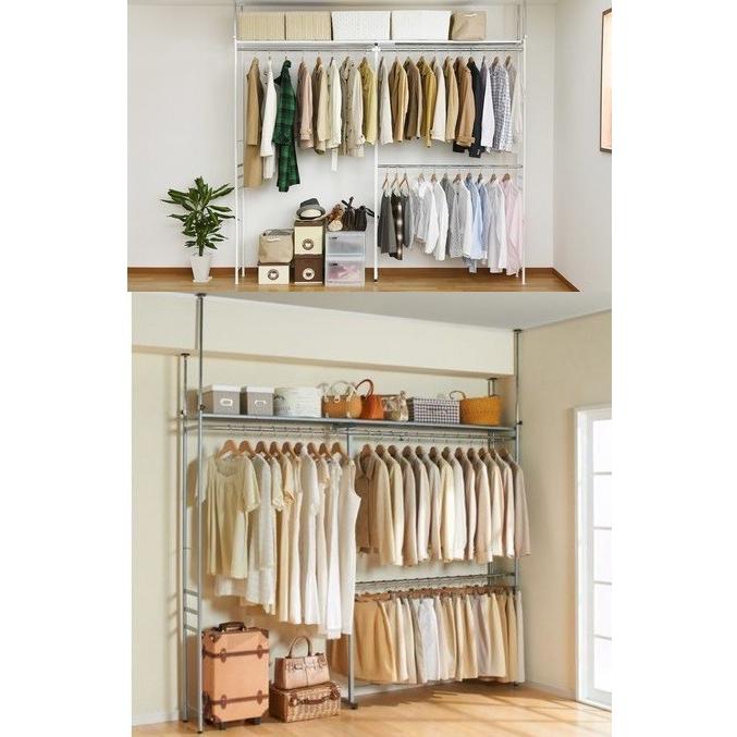 クローゼットハンガー棚付き/スーツロッカー 伸縮200幅 ワード