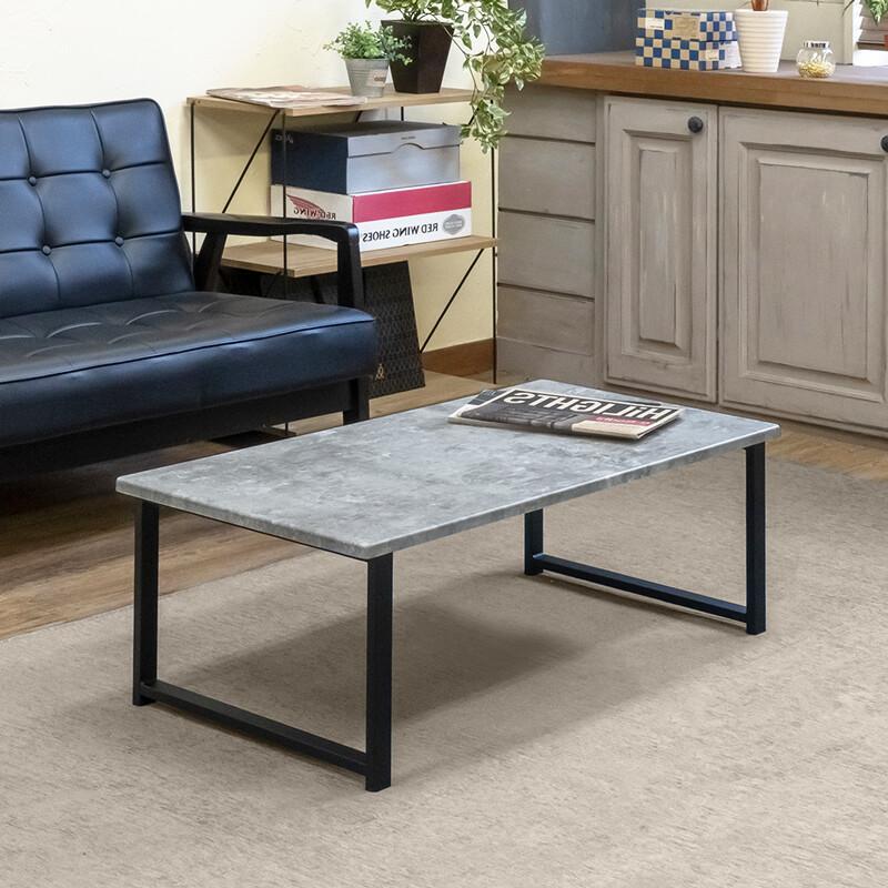 センターテーブル｜ライトグレー｜四角脚｜薄塗りモルタル｜ダイニング