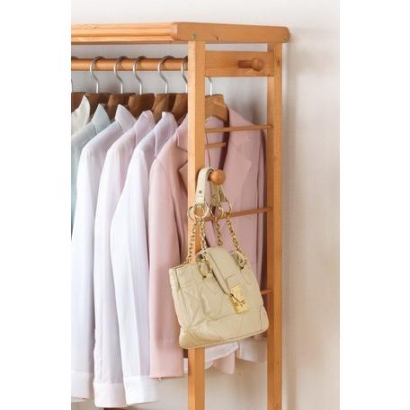 天然木カーテン付きシングルハンガー90幅 ハンガーラック 洋服着物掛け