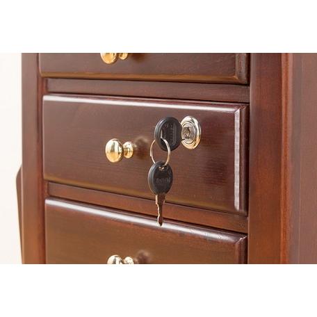 鍵付きワゴン ベッドサイドテーブルワゴン 桐チェスト ナイトテーブル