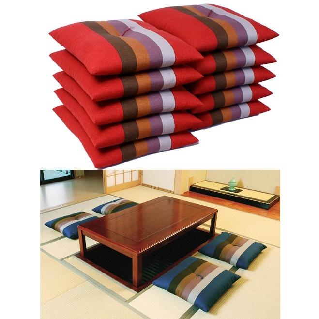 座布団セット 組座布団 銘仙判 座布団10枚組 縞柄 /ざぶとんセット