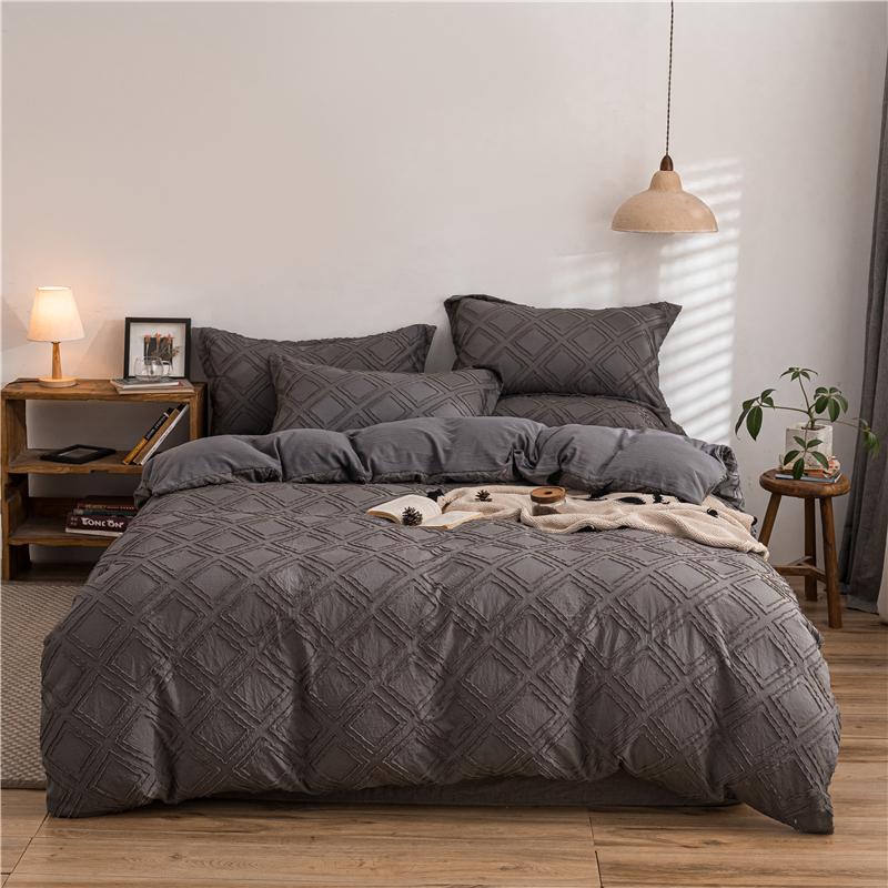 掛布団カバーシーツセット 表面のタフトで幾何学模様 布団カバー