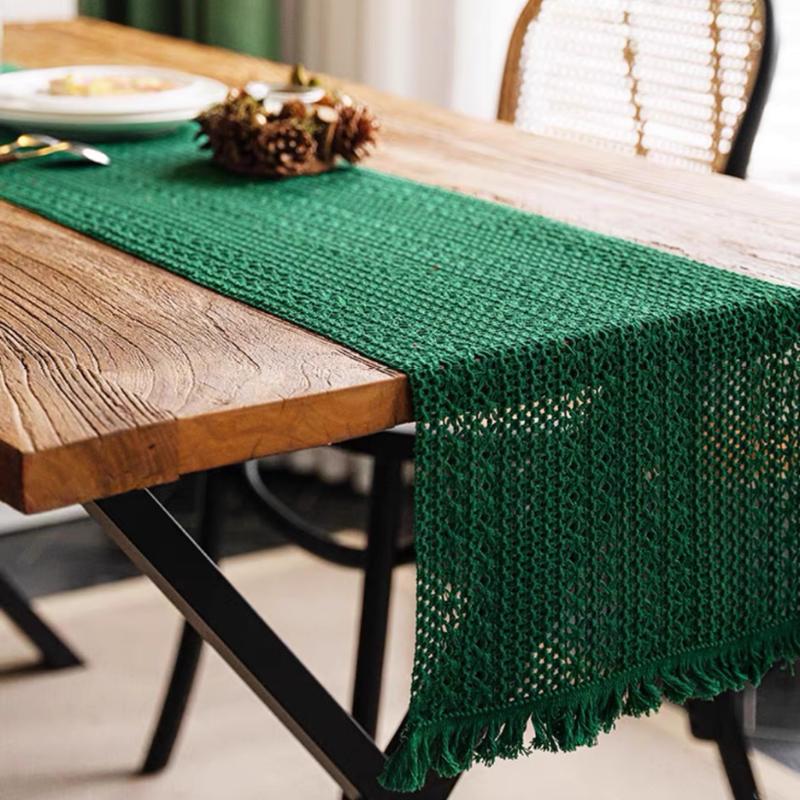 手編み ブラウン テーブルランナーテーブルクロス ドイリー おしゃれな