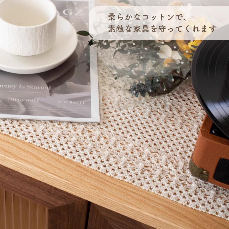 手編み ブラウン テーブルランナーテーブルクロス ドイリー おしゃれな