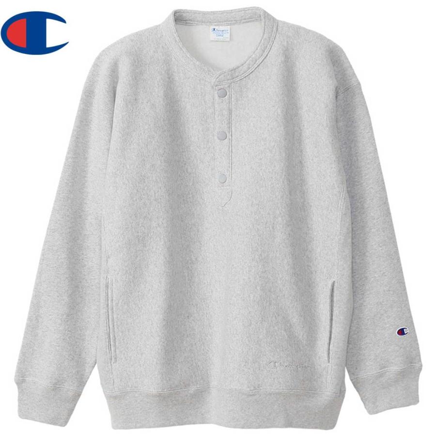 Champion チャンピオン スウェットシャツ リバースウィーブ(R) ハーフスナップスウェットシャツ C3-U031 シルバーグレー｜libra-ssy