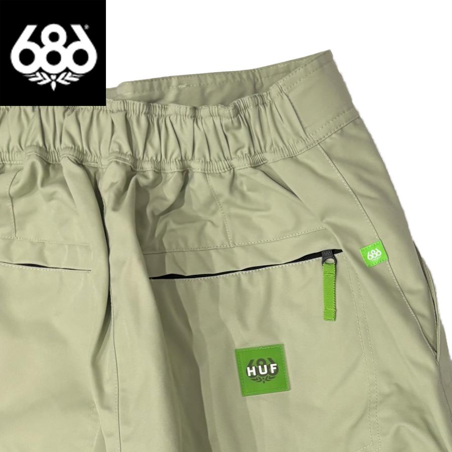 686 シックスエイトシックス MENS HUF DOUBLE H SHELL PANT - HUF GREEN COLORBLOCK スノーボードウェア パンツ M5WN243の画像