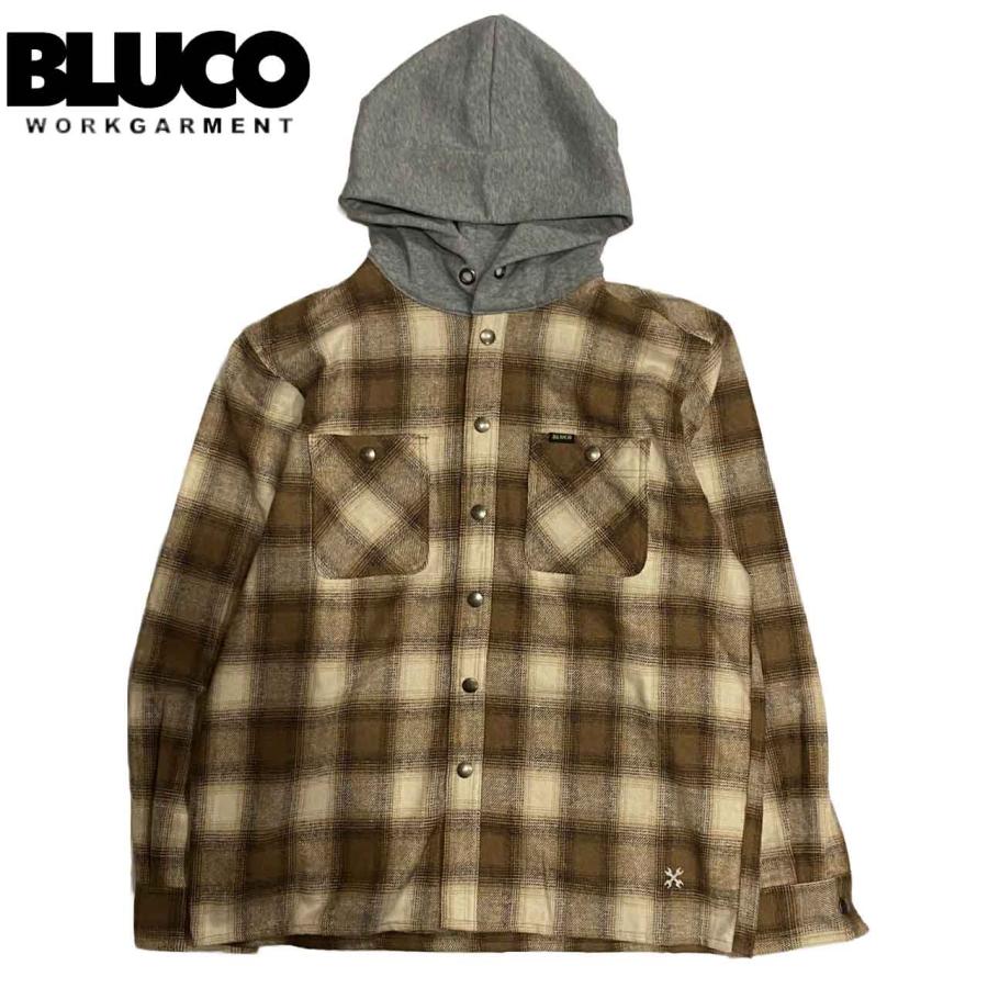 BLUCO ブルコ HOODED FRANNEL SHIRTS フーデッド フランネルシャツ OL 