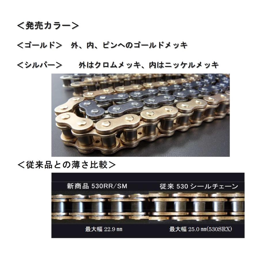 EKチェーン  530RR/SM (CR&NP)-110L シルバー＆シルバー カシメジョイント SXリング | EKチェーン | 03