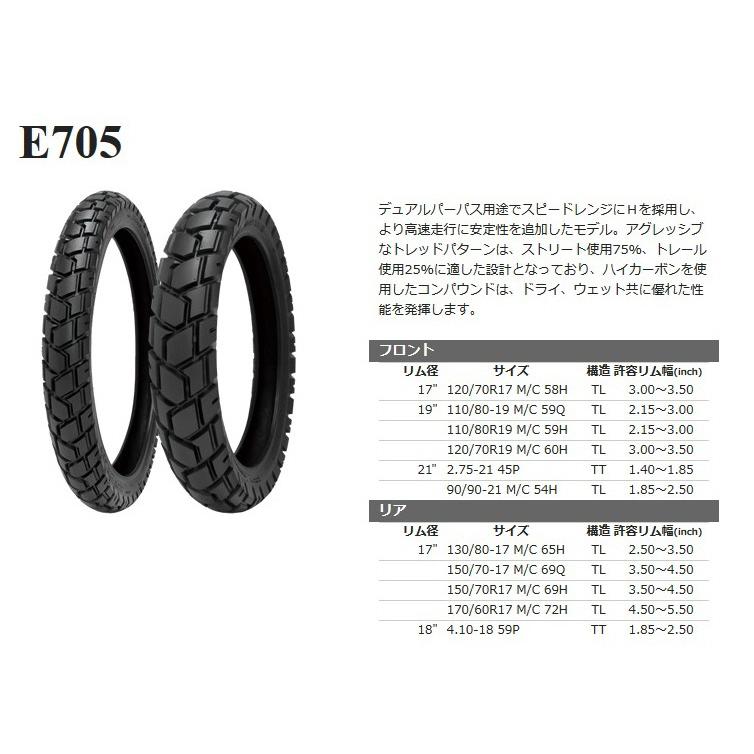 ろんろんまるシンコータイヤ E705 110/80R19 M/C 59H SHINKO（タイヤ） Shinko E705 110/80R19 M/C 59H TL : リブラ