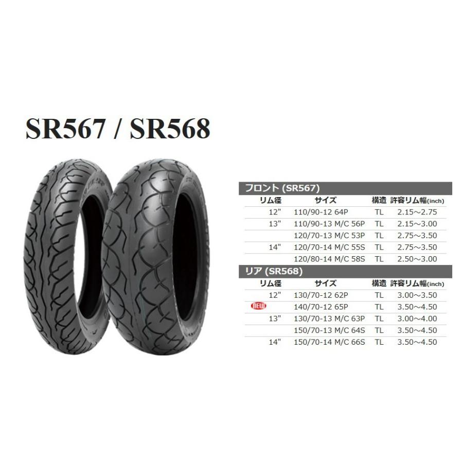 シンコー スクーター ミニバイク タイヤShinko SR567 80/90-14 M/C 43P TL | SHINKO（タイヤ）