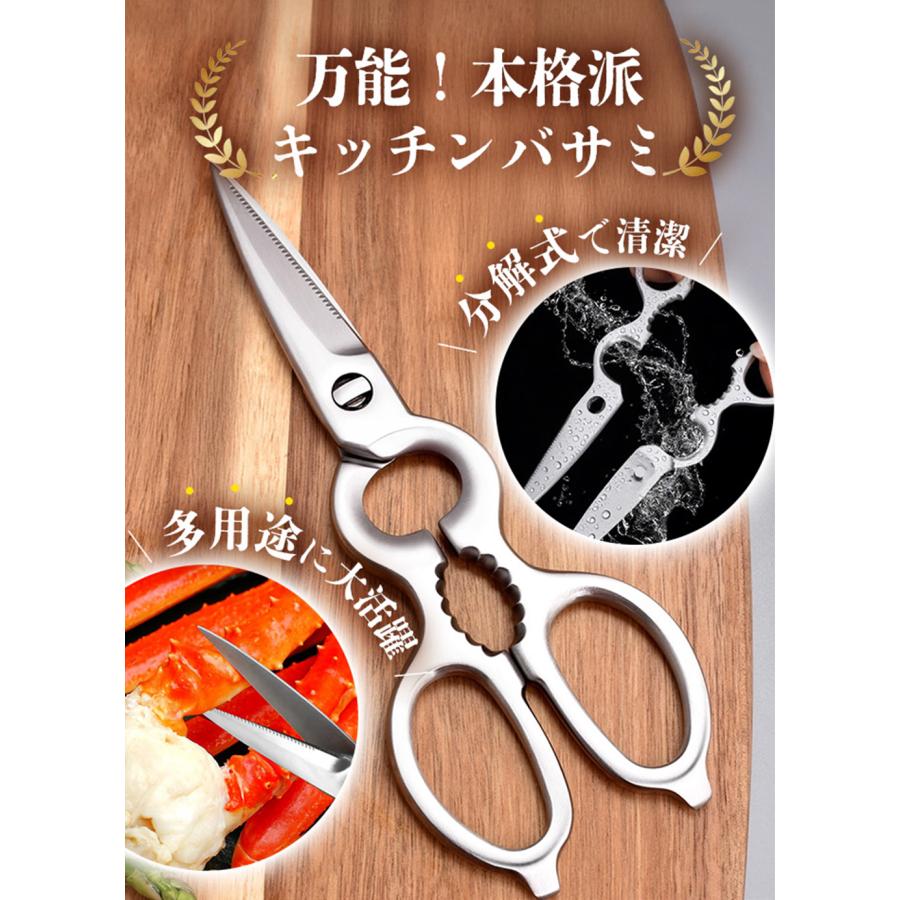 野菜も肉もスパッと！】キッチンバサミ 分解式 食洗機対応 オール