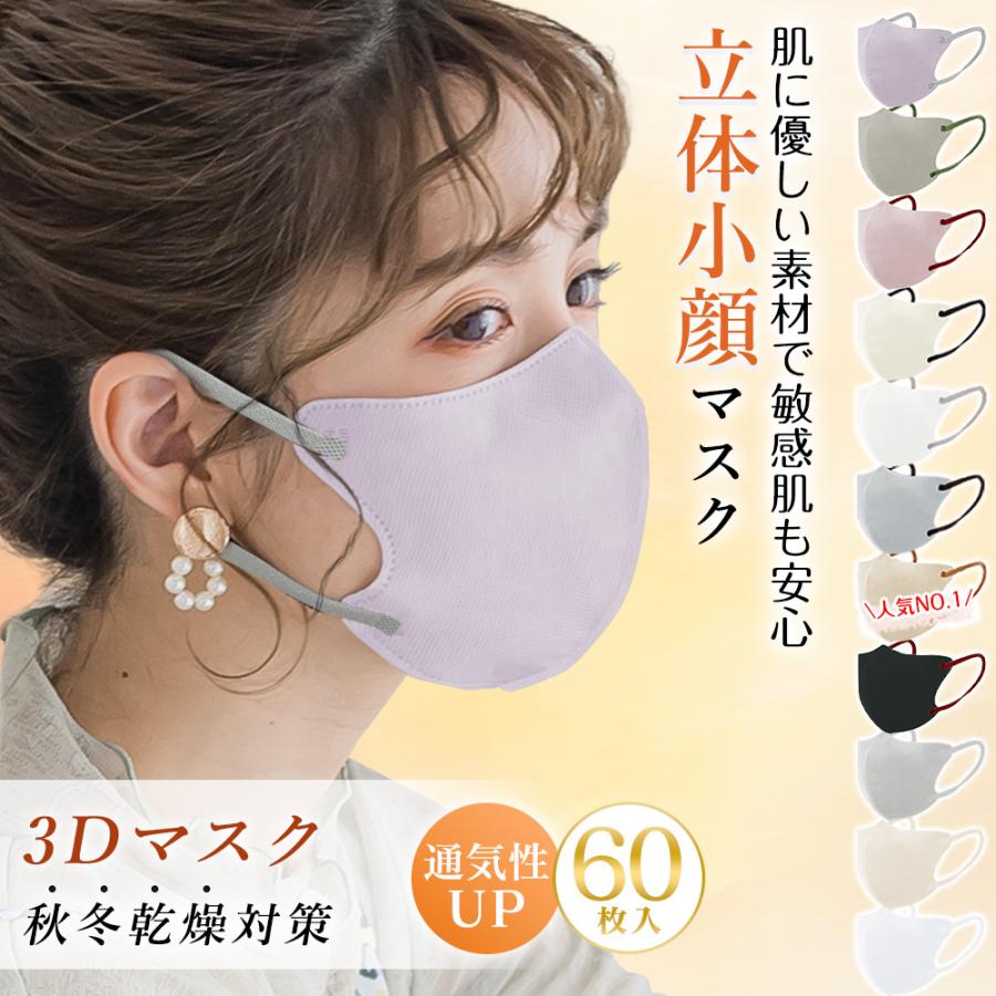 顔にぴったりフィット！】3Dマスク 60枚 不織布マスク 立体 バイカラー