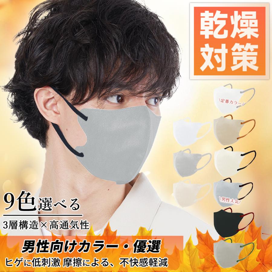メンズ向け精選】80枚 立体マスク 3Dマスク 通気性改良 薄型 メンズ