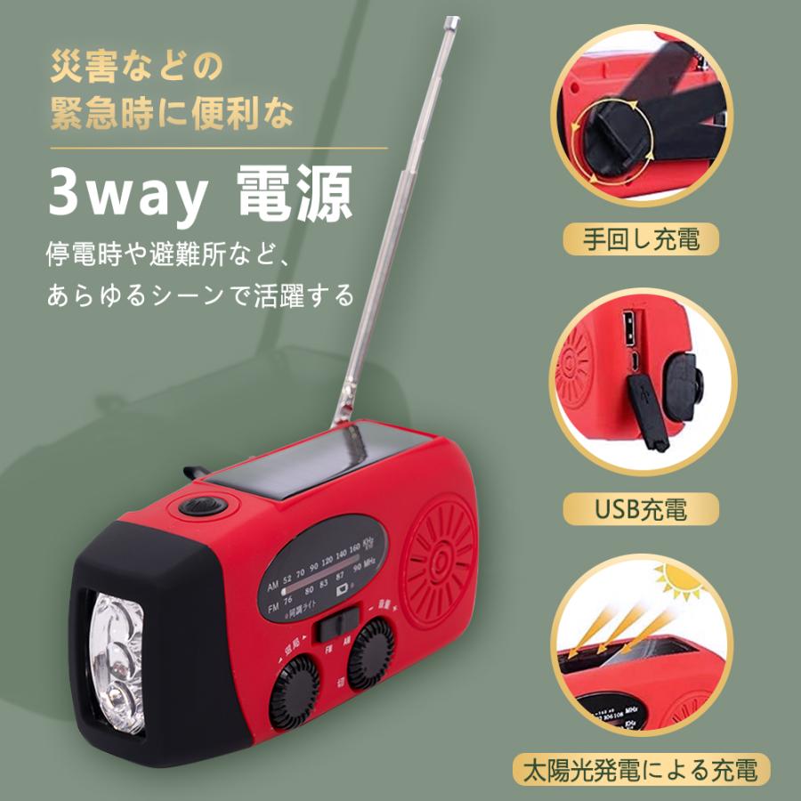 【赤字覚悟！今だけ大特価！】手回し ラジオ 多機能 防災ラジオ LEDライト 防災ソーラーラジオ 懐中電灯 AM/FM 携帯ラジオ 災害USB充電 手回し充電 小型 防水
