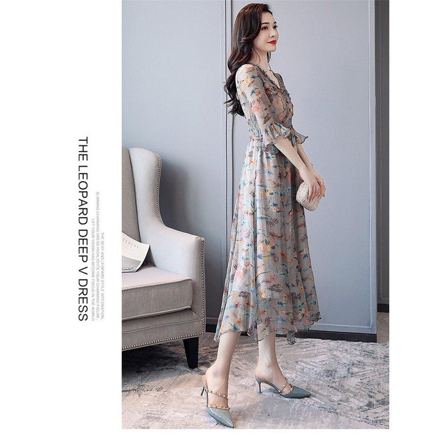 大きな取引 Aライン フレア シフォンワンピース 花柄 フリル袖 五分袖 春夏 ルロング丈ワンピース キレイめ 40代 レディース ワンピース オシャレ 着痩せ 上品 ワンピース 色 写真色 Michiganestateplanning Com