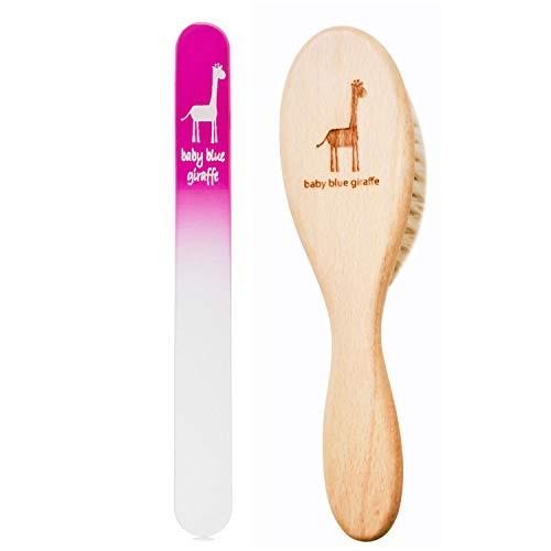 ティーレックス baby blue giraffe ガラス製爪やすり ピンク&ベビーヘアブラシ セット ピンク