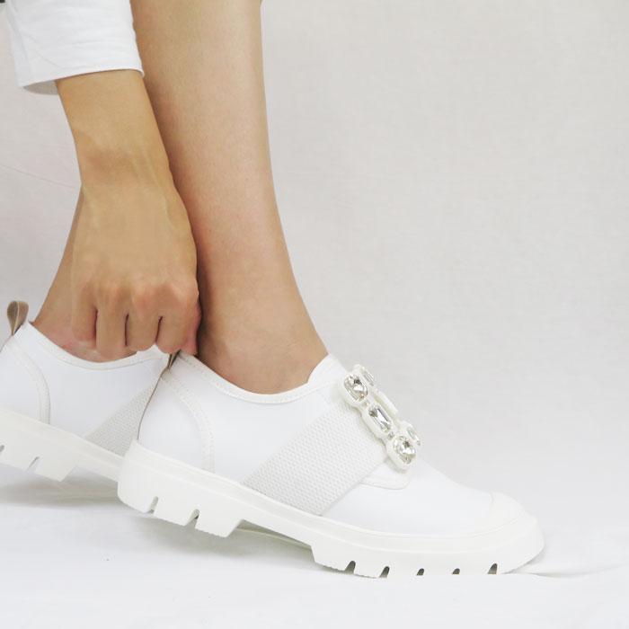 【新品未使用】全8色 クリスタルバックルニットスニーカー ビジュー ス[rhls クリスタルバックル レザースニーカー ビジュー スニーカー 厚底