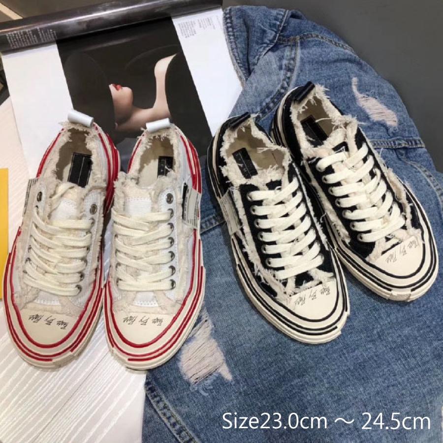 おしゃれ スニーカー デッキシューズ ローカットスニーカー 厚底スニーカー レディース スニーカー 黒  靴 リシア (1990) | 