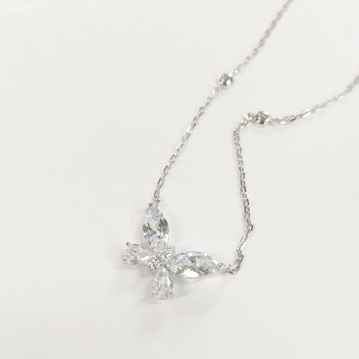 シルバー925 ジルコニアバタフライネックレス Silver925 シルバー