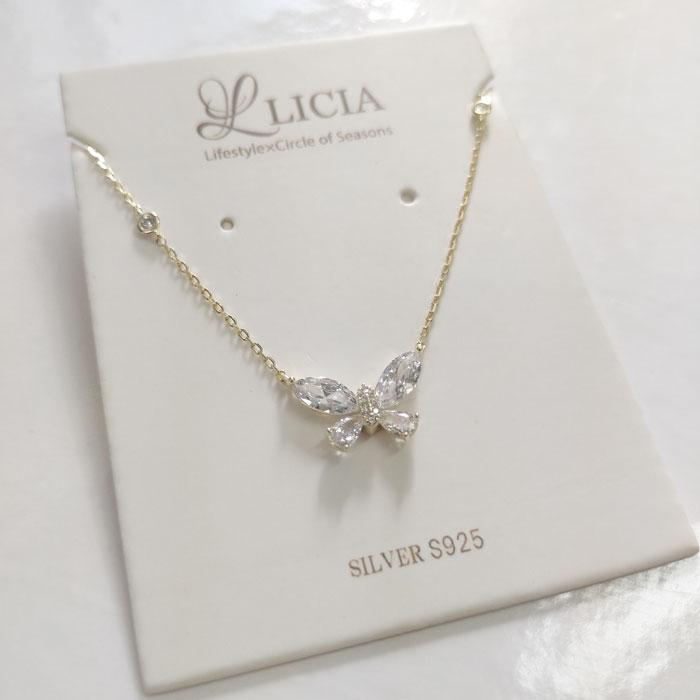 シルバー925 ジルコニアバタフライネックレス Silver925 シルバー