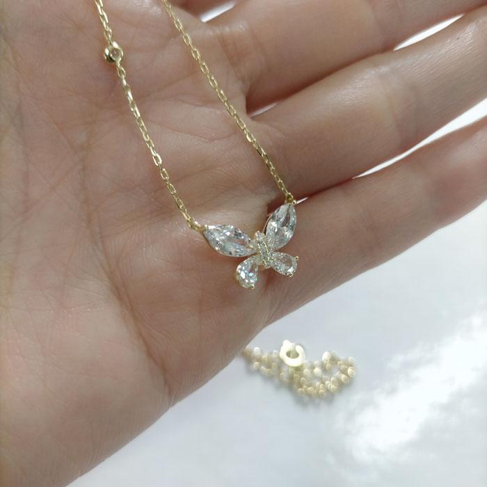 シルバー925 ジルコニアバタフライネックレス Silver925 シルバー