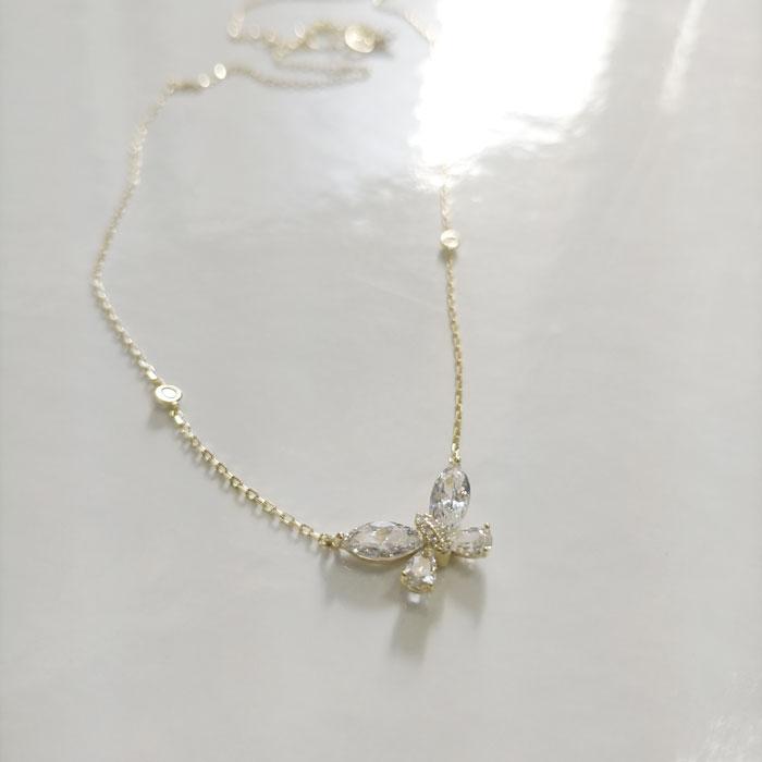 シルバー925 ジルコニアバタフライネックレス Silver925 シルバー