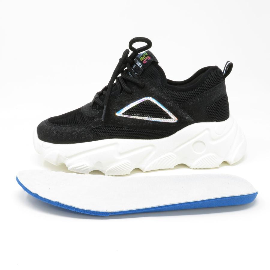 蒸れないメッシュスニーカー レディーススニーカー 軽量 軽い 厚底 黒