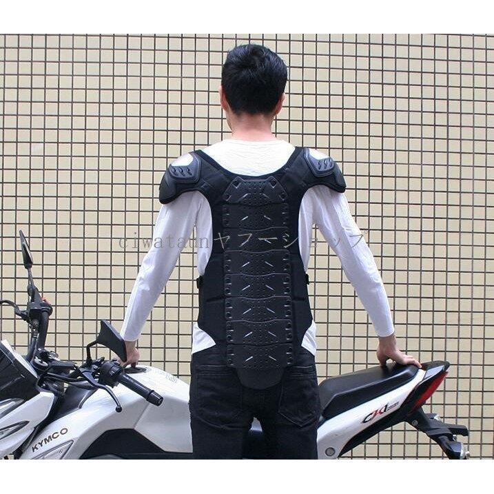 バイク用 胸部プロテクターメッシュ構造 通気 上半身保護 胸、背中、椎骨 L