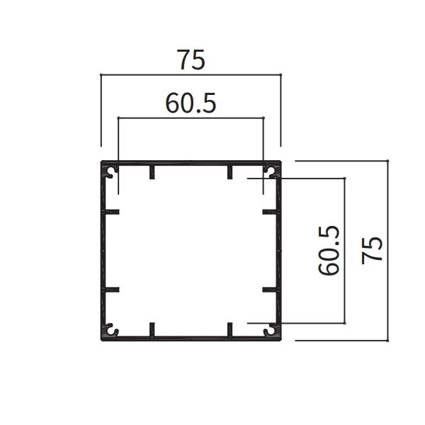 アルミ支柱　本体　75×75　t1.5mm　長さ3100〜4000mm　12039521シリーズ　養生シール付