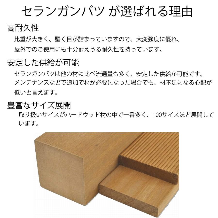 セランガンバツ ウッドデッキ 20×105×2000mm（4.2kg） DIY 材料 板材 床材 面材 デッキ材 天然木 | リーベ | 04