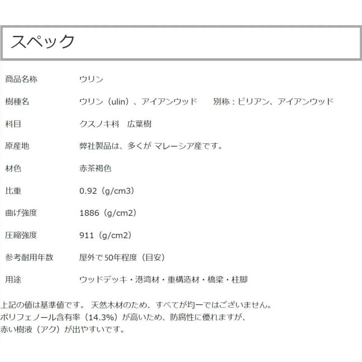 リーベ ウリン ウッドデッキ 20×105×1800mm（3.5kg） DIY 材料 板材 床