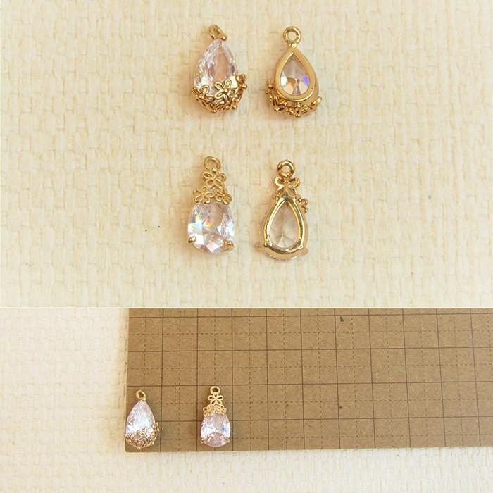 キラキラ雫チャーム 綺麗なしずく 涙型 ピアス イヤリング