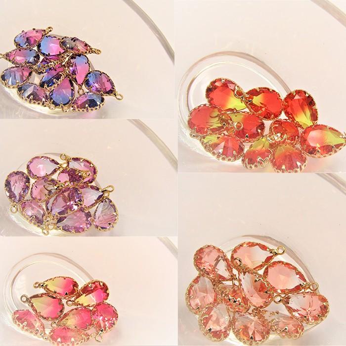 綺麗なグラデーションチャーム 【2個】 クリスタル 涙型 雫