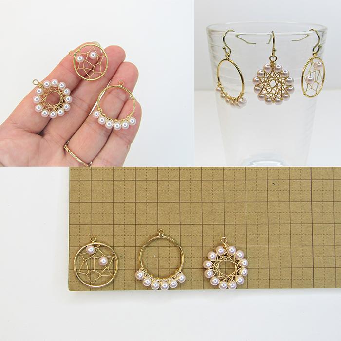 パール ピアス パーツ ワイヤーチャーム シンプル イヤリング ワイヤー 