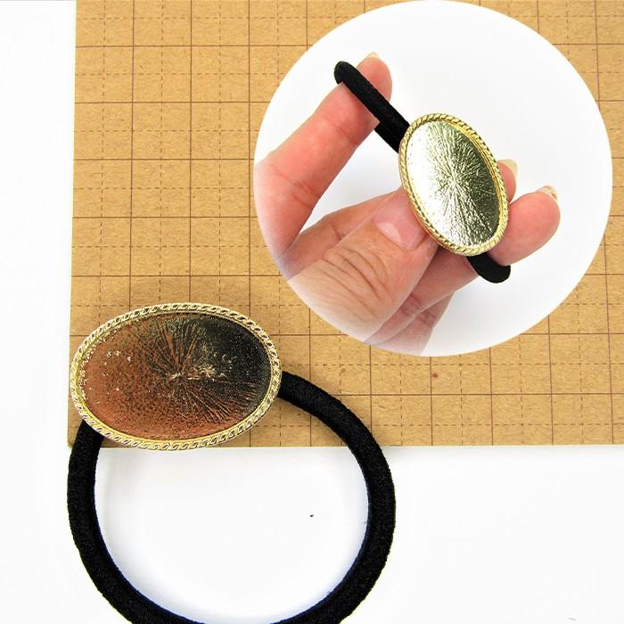 ヘアゴム土台 オーバル皿付き レジン枠 ミール皿 デコ ヘア