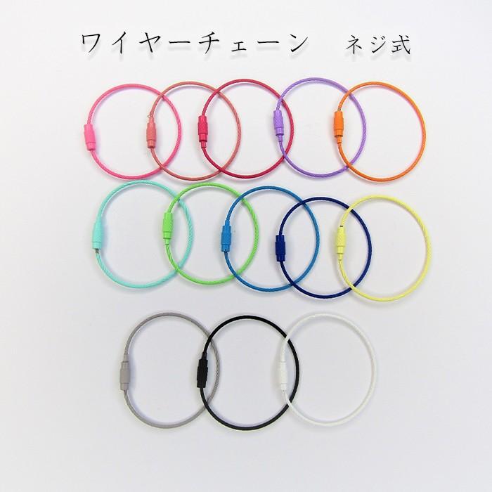 ワイヤーチェーン キーホルダー リング ネジ式 カラーワイヤー ポップ