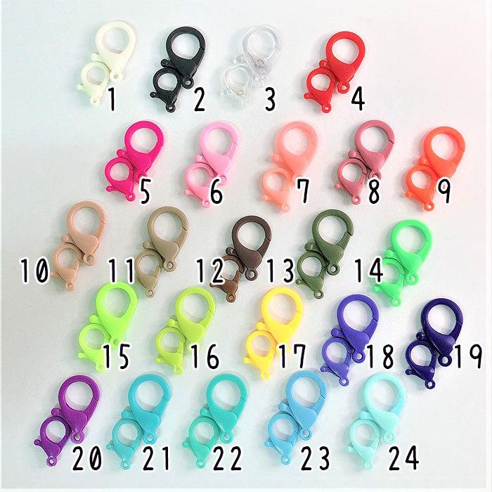 トレンド プラ カラー カニカン 大サイズ プラスチック かわいい ポップカラー 24色 パステルカラー 軽い キーホルダー コネクター マスクチェーン 推し グッズ 商い