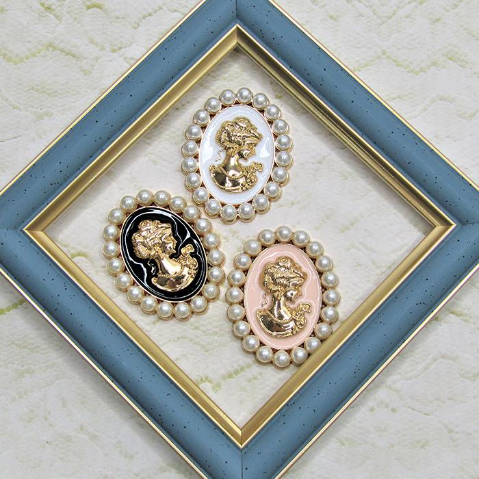 アメリカンアンティーク パーツ 金具 ハンドメイドに アクセサリー ブローチ 飾り カメオ レトロパーツ 大き目 デコパーツ ブローチ アクセサリー