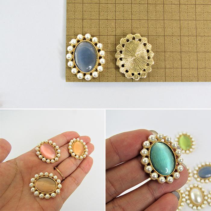 シンプル カボション センターパーツ キャッツアイ パール 貼り付け