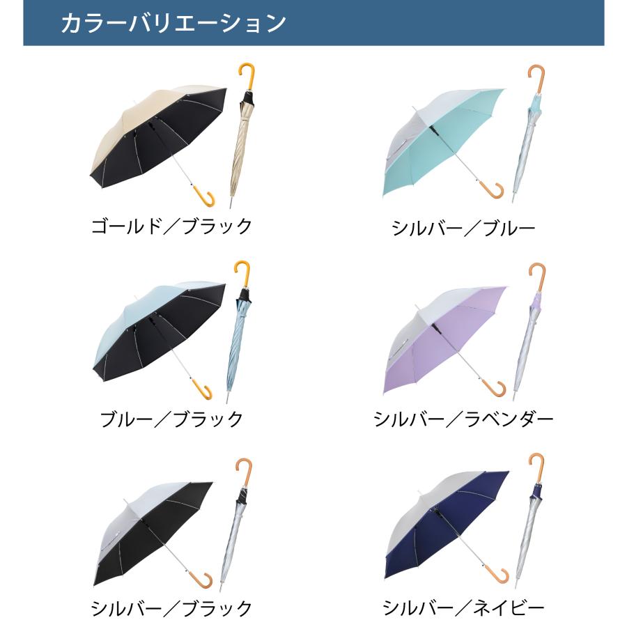 日傘 メンズ レディース 晴雨兼用 長傘 ジャンプ傘 大きい 60cm×8本骨 UVカット 遮光 遮熱 シルバー ひんやり傘 リーベン 0104 0102 | Lieben | 17