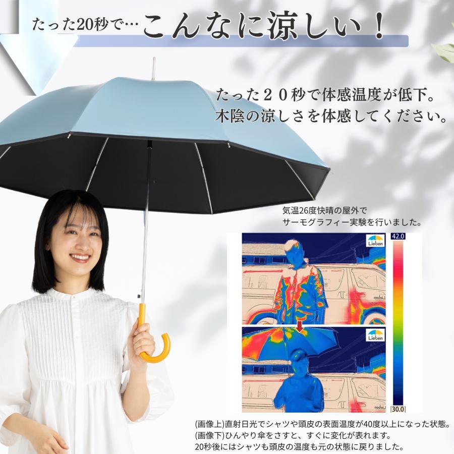 日傘 メンズ レディース 晴雨兼用 長傘 ジャンプ傘 大きい 60cm×8本骨 UVカット 遮光 遮熱 シルバー ひんやり傘 リーベン 0104 | Lieben | 11