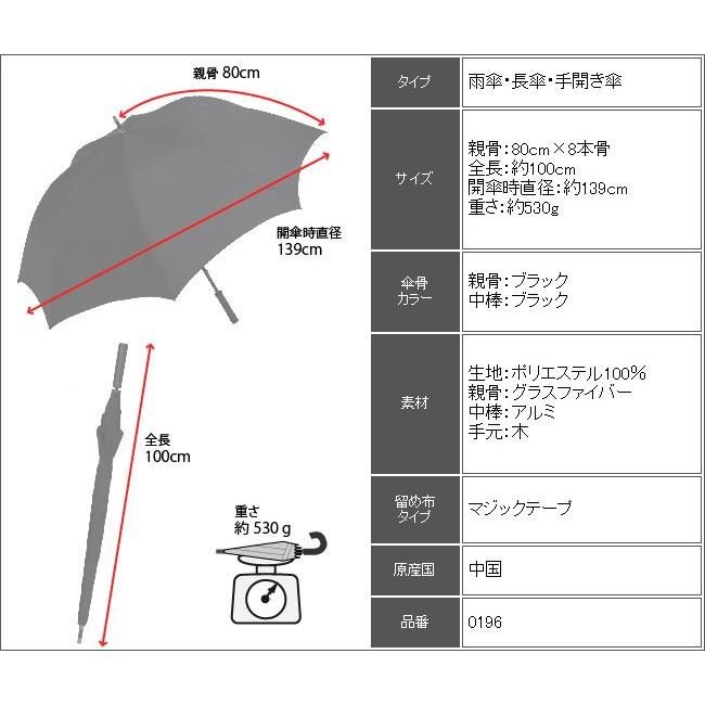 (36本組) 特大サイズ 80cm 長傘 手開き式 雨傘 メンズ 無地 黒 白 ストレート持ち手 送迎用 業務用 ホテル 介護 冠婚葬祭対応 大きい傘 リーベン 0196の画像
