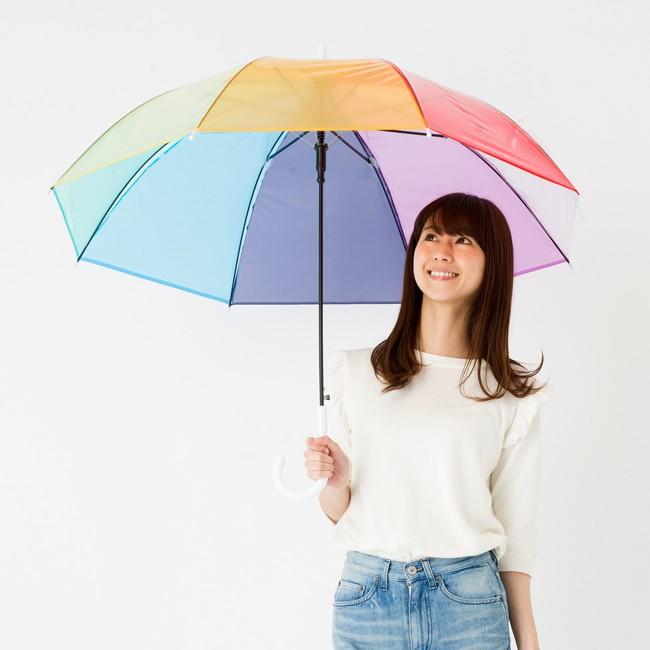 Lieben ビニール傘 レインボー 60cm×8本骨 おしゃれ ジャンプ傘 Lieben ビニール傘 レインボー 60cm×8本骨 おしゃれ ジャンプ傘