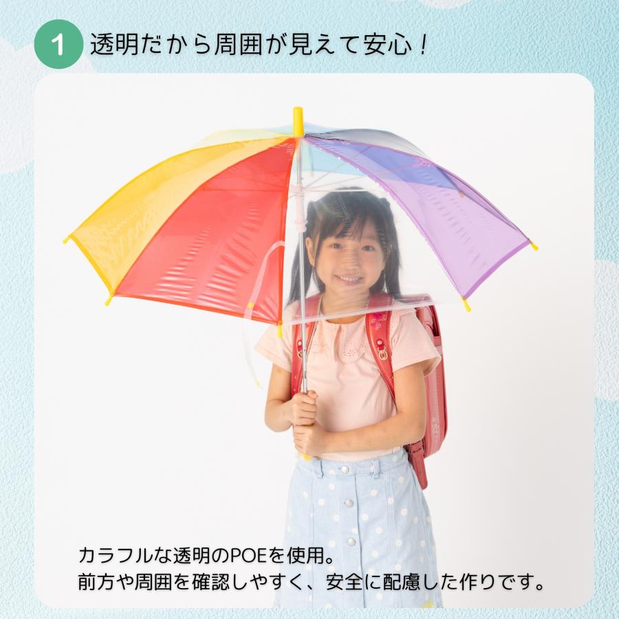 Lieben（リーベン） 傘 子供 キッズ レインボー 虹色 透明 49cm 男の子