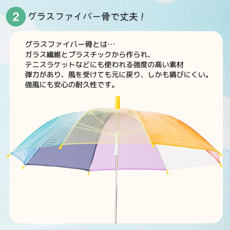 Lieben（リーベン） 傘 子供 キッズ レインボー 虹色 透明 49cm 男の子