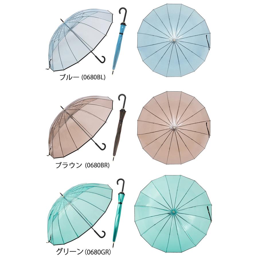 Lieben（リーベン） ビニール傘 16本骨 60cm パイピング仕上げのクリア