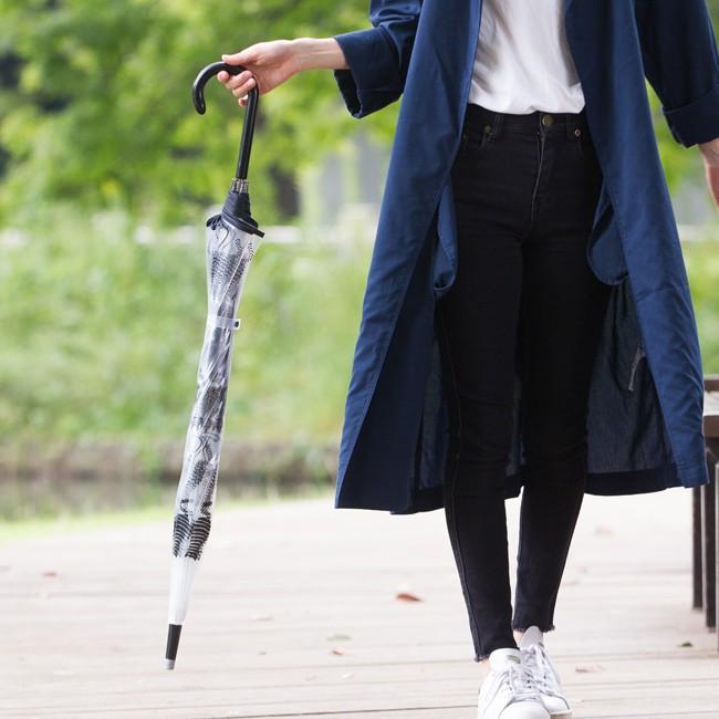 ビニール傘 レディース ドーム型 65cm おしゃれ 北欧調 ネコ ボタニカル プリント 深張り リーベン 0636,0671,0672 | Lieben | 08