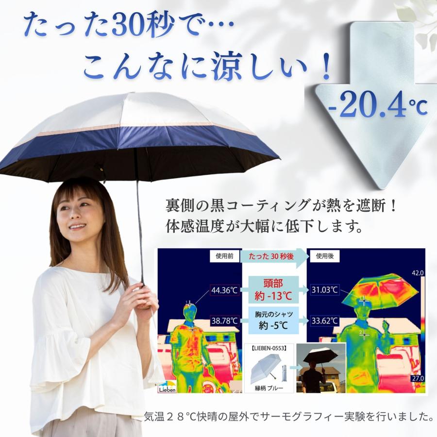 Lieben（リーベン） 日傘 折りたたみ 50cm×8本骨 UV遮熱遮光折傘