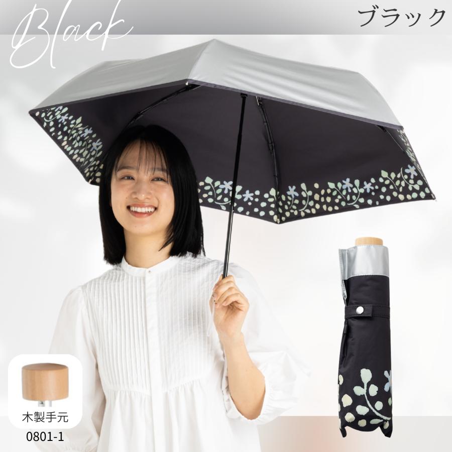 日傘 折りたたみ 晴雨兼用 シルバー/水彩風花柄 UVカット率100% 遮光率100% 遮熱 レディース 50cm ひんやり傘 リーベン 0801 | Lieben | 13