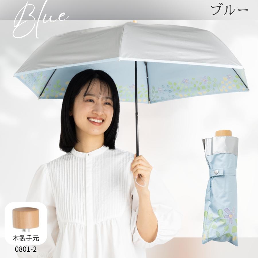 日傘 折りたたみ 晴雨兼用 シルバー/水彩風花柄 UVカット率100% 遮光率100% 遮熱 レディース 50cm ひんやり傘 リーベン 0801 | Lieben | 14